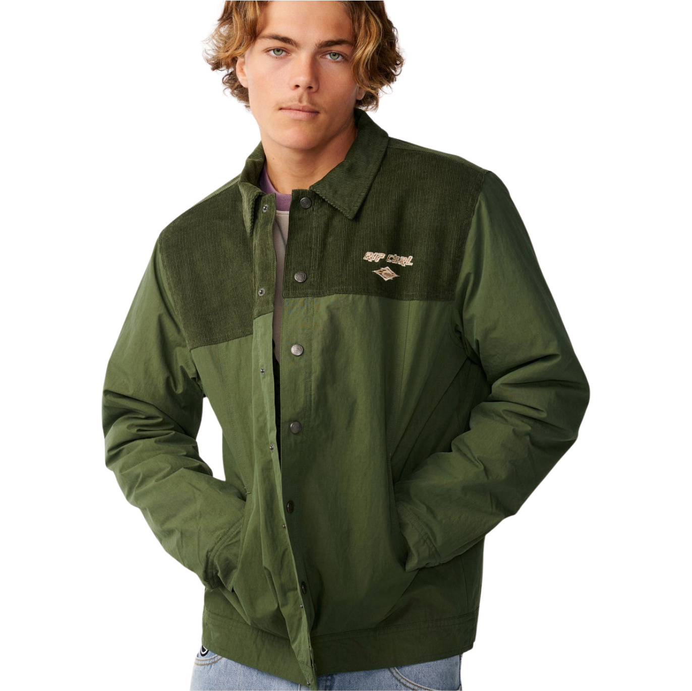 Rip Curl Heren Classic Surf Cord Puffer Jacket 02AMJA - Dark Olive